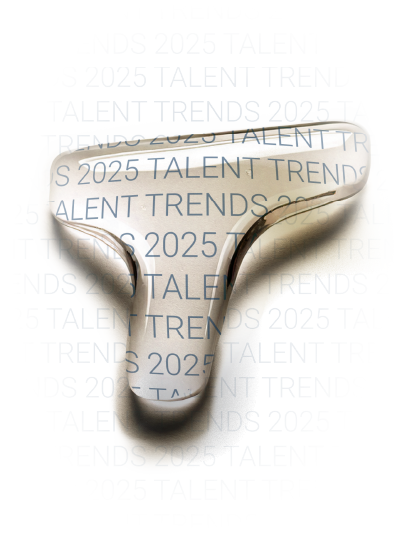  A drop acting as a magnifying glass over the title of Talent Trends
