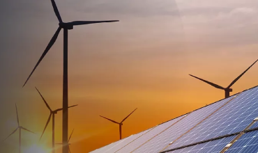 wind turbine and solar panels