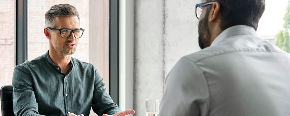 two men talking