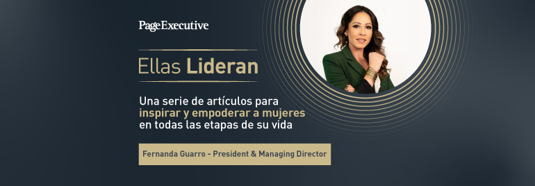 PageExecutive banner titled ‘Ellas Lideran’ promoting articles to inspire and empower women, featuring Fernanda Guarro – President & Managing Director.