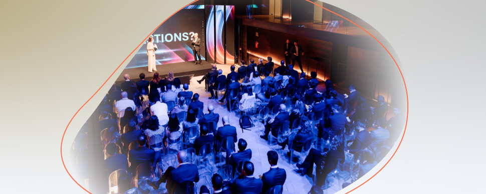 a conference seen from above