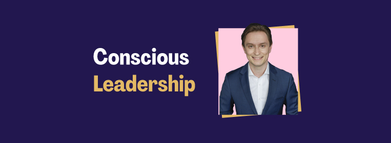 Michał Starościak next to the title 'Conscious Leadership'