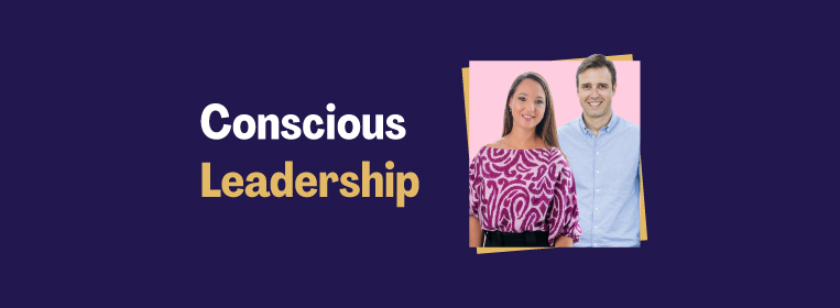 Margarita Maldonado and Humberto Wahrhaftig, next to the title 'Conscious Leadership'