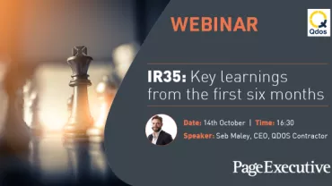 Webinar on IR35 key learnings from the first six months with chess piece and details.