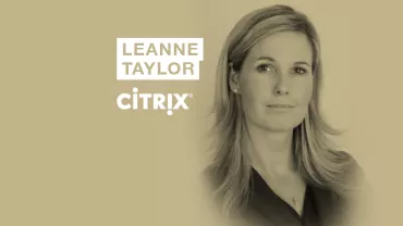 Portrait of a person next to the Citrix logo and the name Leanne Taylor.