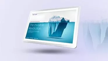 Tablet displaying an iceberg in a digital artwork.