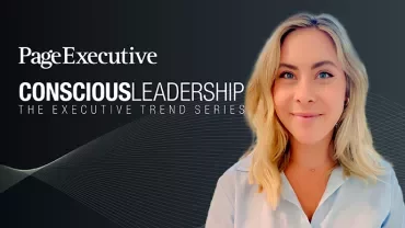 Page Executive Conscious Leadership Series with smiling person.