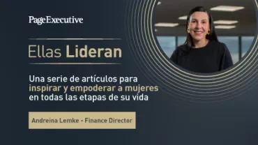 Banner for PageExecutive series 'Ellas Lideran' featuring articles to inspire and empower women at all life stages, highlighting Andreina Lemke as Finance Director.