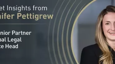 Banner with text: Market Insights from Jennifer Pettigrew, Our Senior Partner for Legal practice.