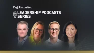 Page Executive Leadership Podcasts Series banner with four people and a microphone icon.