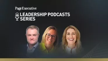 Banner for Page Executive Leadership Podcasts Series featuring two people on a dark background.
