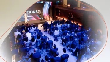 a conference seen from above