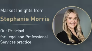Banner introducing market insights from Stephanie Morris, Principal for Legal and Professional Services.
