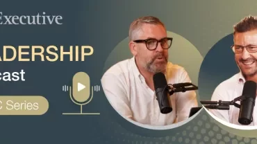 PageExecutive Leadership Podcast APAC Series promotional banner with two speakers using microphones.