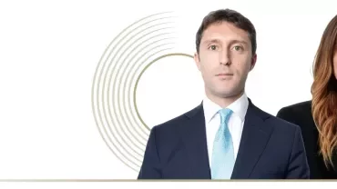 Giorgia Rosson, Principal and Lorenzo Vescuso, Associate Partner in a modern background