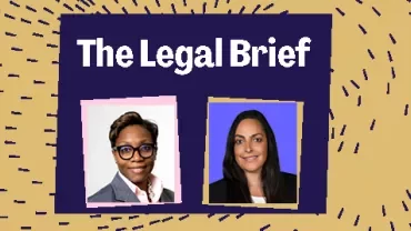 Promotional graphic for The Legal Brief featuring two professional headshots.