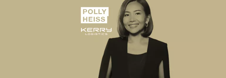 Person in a professional attire with a logo of Polly Heiss Kerry Logistics.