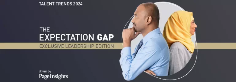 Two professionals back-to-back, featured on 'The Expectation Gap' cover.