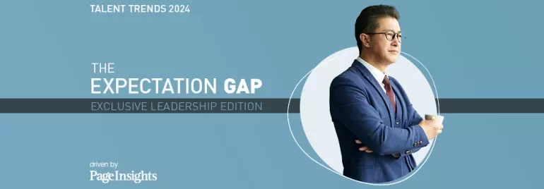 Cover of Talent Trends 2024: The Expectation Gap, Exclusive Leadership Edition.