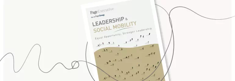 Cover of report titled 'Leadership & Social Mobility' by Page Executive.