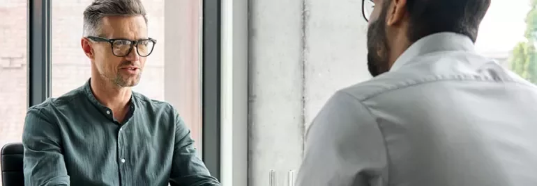 two men talking
