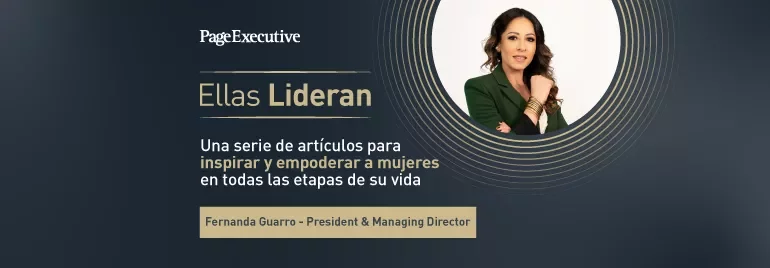 PageExecutive banner titled ‘Ellas Lideran’ promoting articles to inspire and empower women, featuring Fernanda Guarro – President & Managing Director.