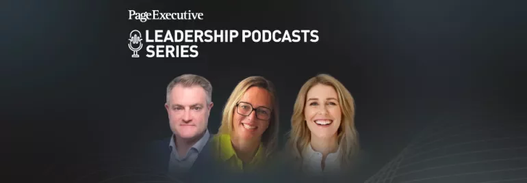 Banner for Page Executive Leadership Podcasts Series featuring two people on a dark background.