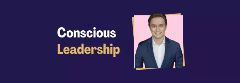 Michał Starościak next to the title 'Conscious Leadership'