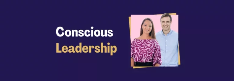 Margarita Maldonado and Humberto Wahrhaftig, next to the title 'Conscious Leadership'