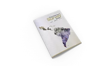 Survey magazine on a black background featuring a map design.