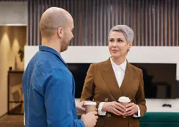 2 people talking