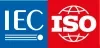 A blue logo for IEC and a red logo for ISO