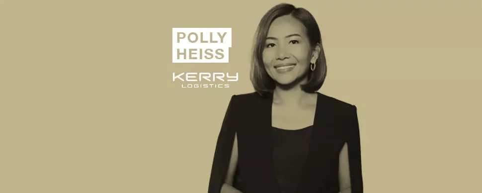 Person in a professional attire with a logo of Polly Heiss Kerry Logistics.