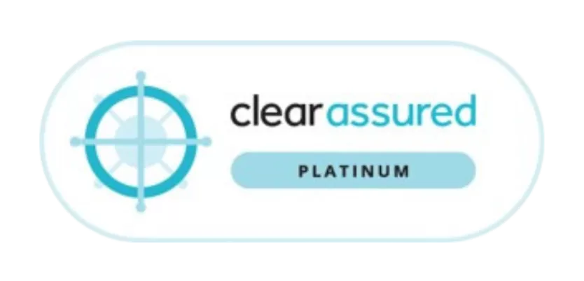 Clear Assured Platinum badge with a circular design.