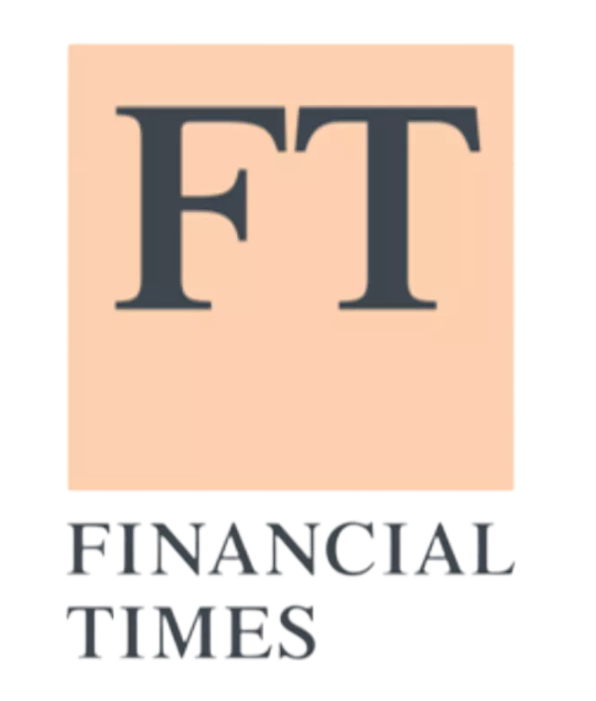 Logo of a financial newspaper, pink background with 'FT' in bold letters.