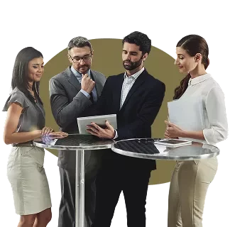 group of people talking