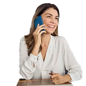 a woman smiling with a phone in her hand