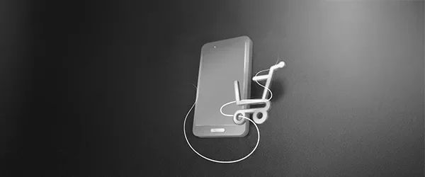 Shopping cart icon with a downward arrow.