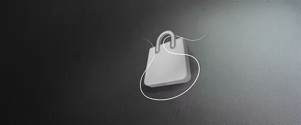 Shopping bag icon on a dark background.