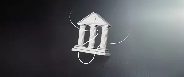 “Illustration of a classical building with columns on a dark background.